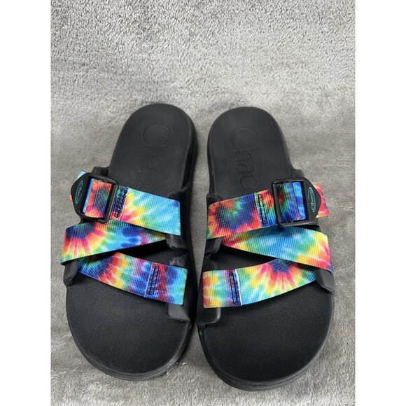 Chaco Shoes - Chaco Women’s Size 7 Chillos Slide Sandals Tie-Dye Black Comfort Water Shoes